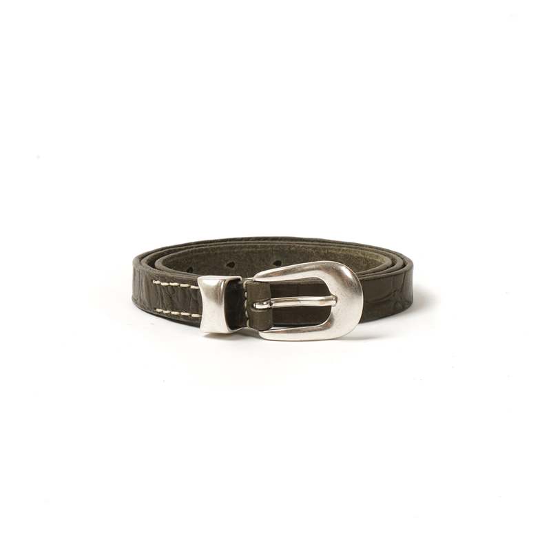 Our Legacy 2CM BELT - OLIVE CROCO DEBOSSED LEATHER | Garmentory