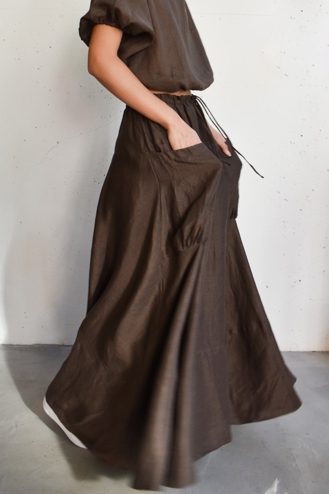 ◇LENINA◇ DAWN daily long skirt_2colors Daisy Denim Maxi Circle Skirt Light Wash, Flared A Line