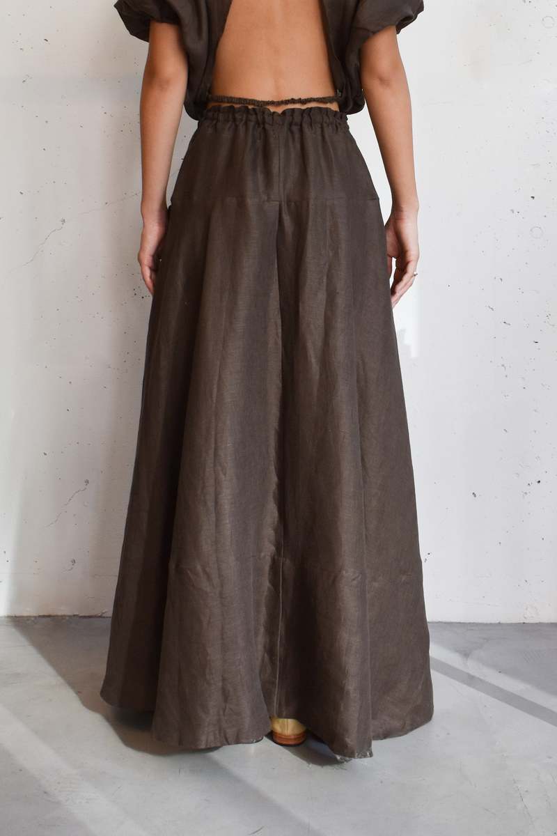 at dawn アットドーン LINEN LONG SKIRT マキシ丈スカート at Dawn. Linen Long Skirt - Brown | Garmentory