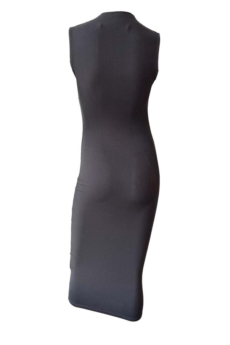 Enza Costa Silk Knit Sleeveless Twist Midi Dress - Dark Pewter