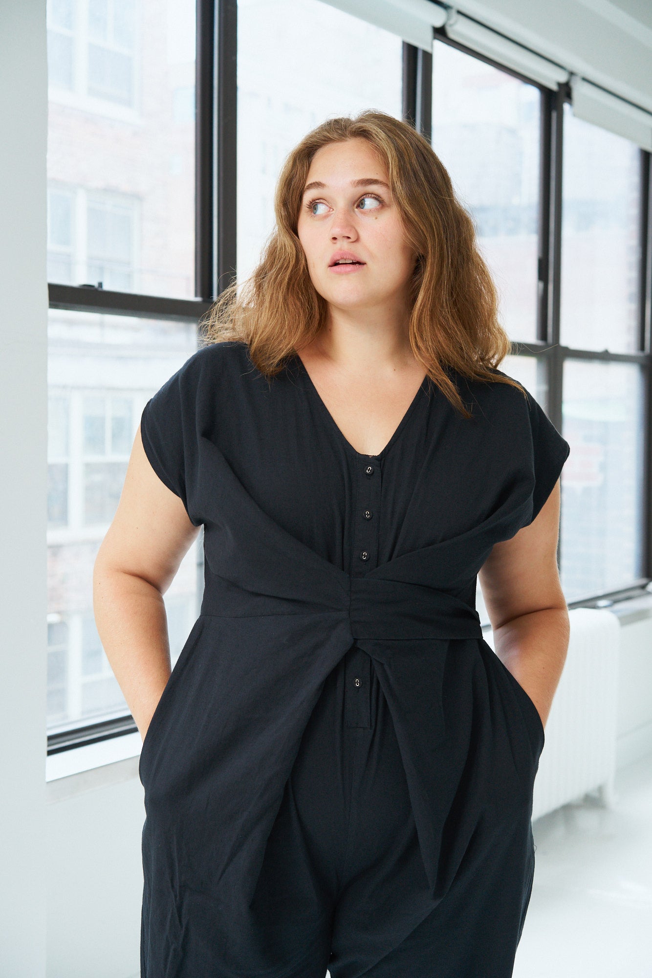 RUJUTA SHETH VENUS WRAP JUMPER - BLACK WASHED | Garmentory