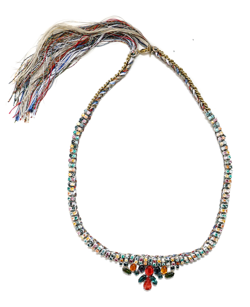 Alyssa Norton Double Handpainted Rhinestone Row Necklace with Rhinestone Drop Alyssa Norton Double Handpainted Rhinestone Row Necklace with Rhinestone Drop