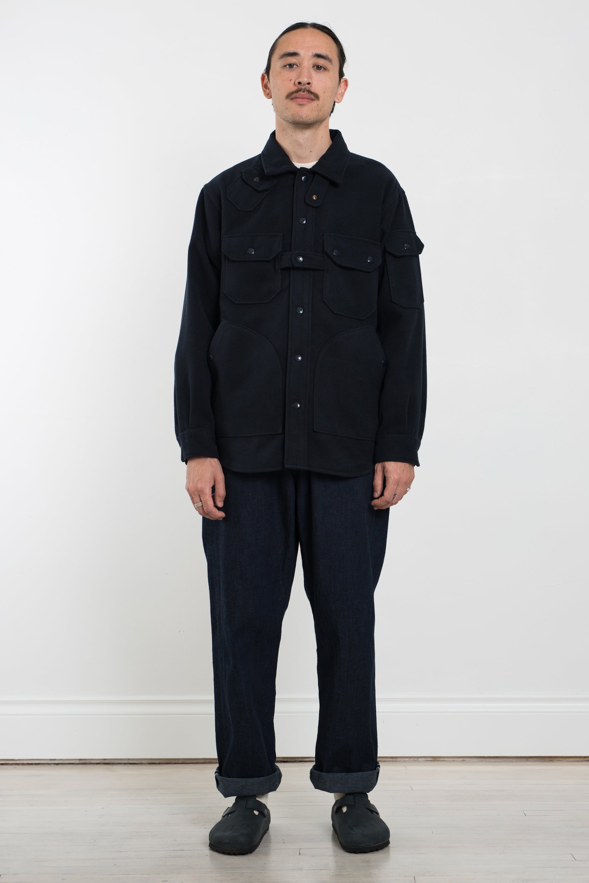 Engineered Garments explorer shirt 黒 M Engineered Garments Explorer Shirt Jacket | Black Cotton Duracloth