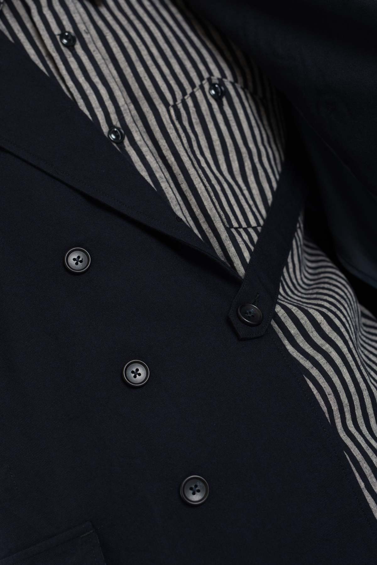 ジャケット・アウター ENGINEERED GARMENTS REEFER JACKET NAVY Engineered Garments Reefer Jacket, Black/Navy Geo Jacquard