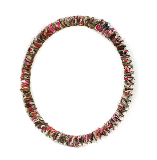 Alyssa Norton Red and Pink Fabric Wrapped Bangle with Tiny Round Rhinestones Alyssa Norton Red and Pink Fabric Wrapped Bangle with Tiny Round Rhinestones
