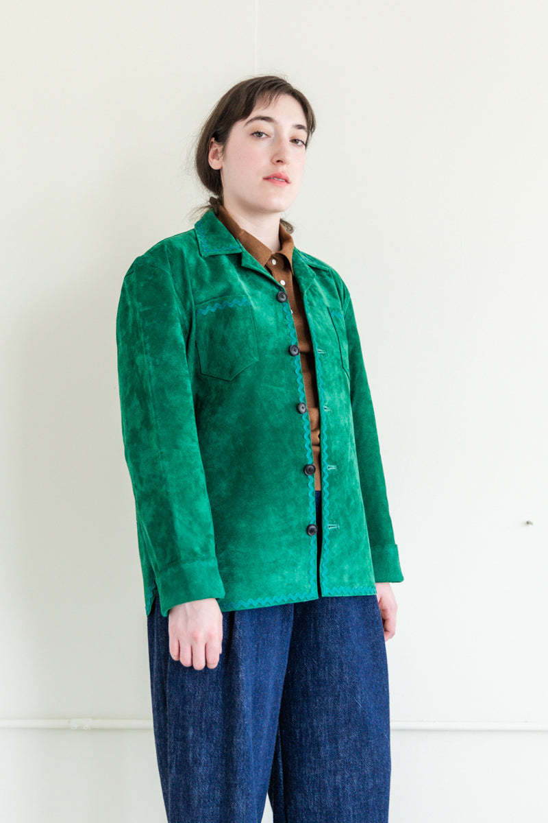 ジャケット・アウター BODE SUEDE RICKRACK WORKSHIRT 22AW XS/S Bode Suede Rickrack Workshirt - Green | Garmentory