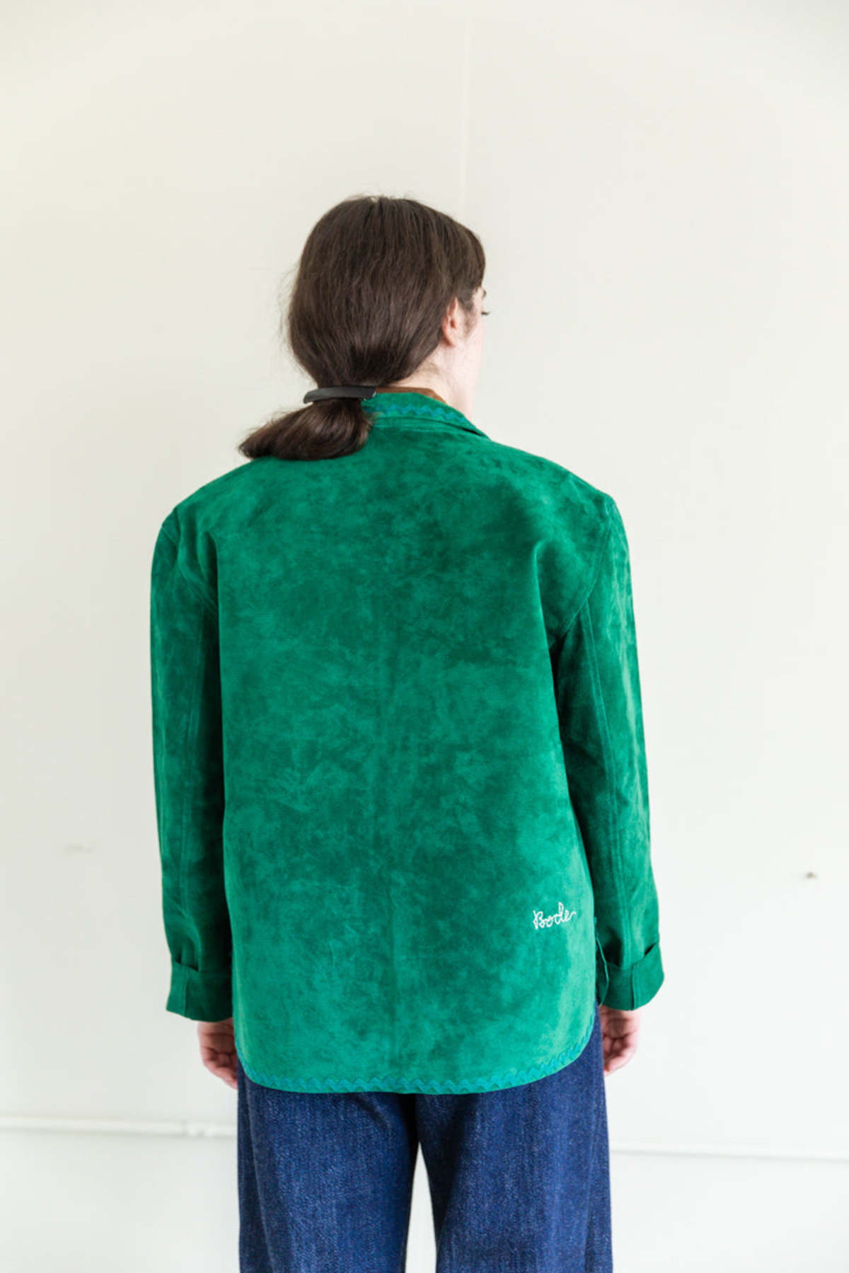 Bode Suede Rickrack Workshirt - Green | Garmentory