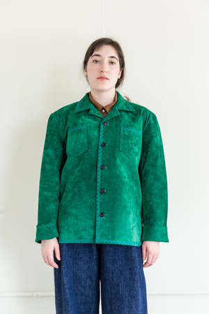 ジャケット・アウター BODE SUEDE RICKRACK WORKSHIRT 22AW XS/S Bode Suede Rickrack Workshirt - Green | Garmentory