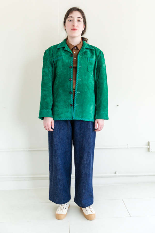 ジャケット・アウター BODE SUEDE RICKRACK WORKSHIRT 22AW XS/S Bode Suede Rickrack Workshirt - Green | Garmentory