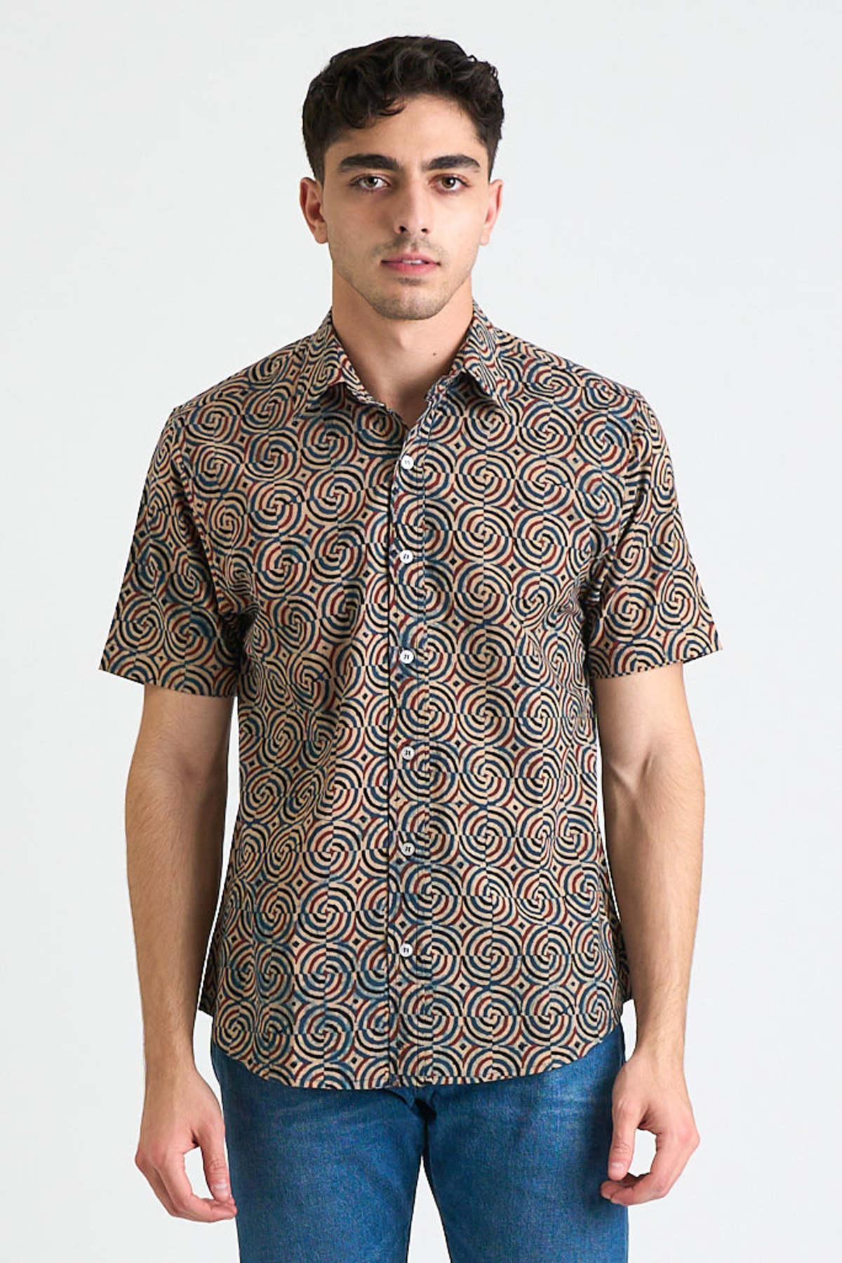 Sleeveless Multani Ajrakh Shirt main image 1