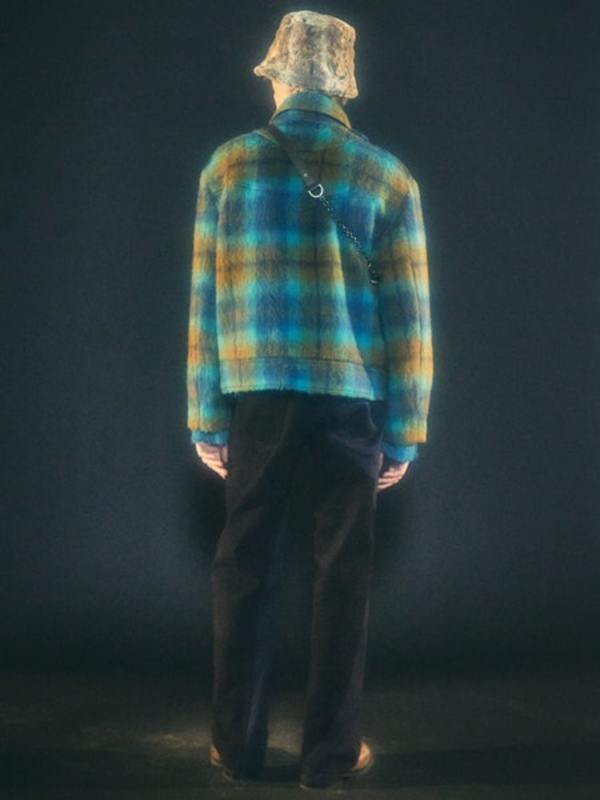 ANDERSSON BELL Artois Harry Check Shaggy Wool Jacket Pale Jade