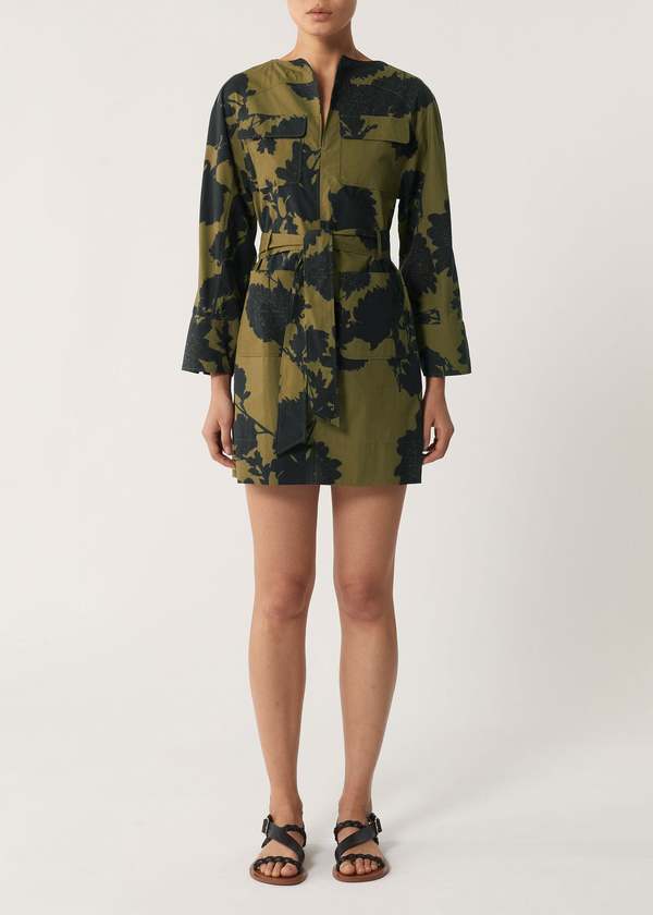 soeur Short Dress - Matcha Floral Green/Black | Garmentory