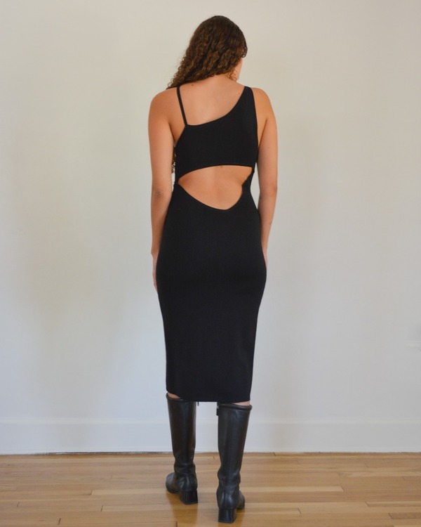 Vintage Moda International cut-out back knit midi dress | Garmentory