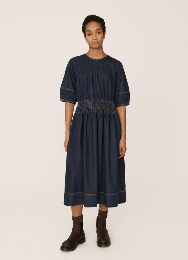 white christmas dresses Tribal Denim Darling Midi Dress – Kelley Cawley main image 1