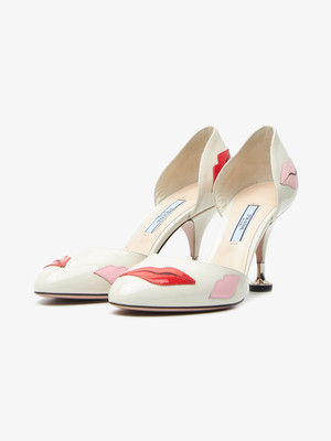 Prada Lips Patch Heels - Beige | Garmentory