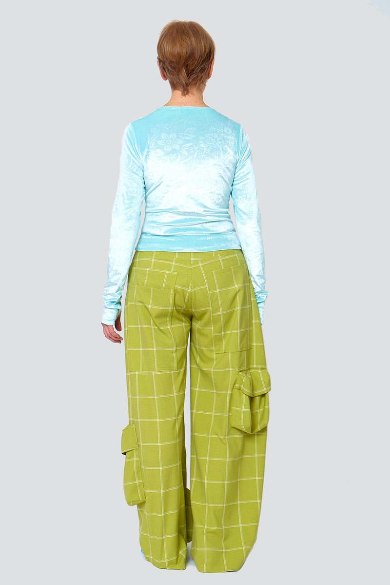 Collina Strada Lawn Cargo Pant -  Lime Plaid