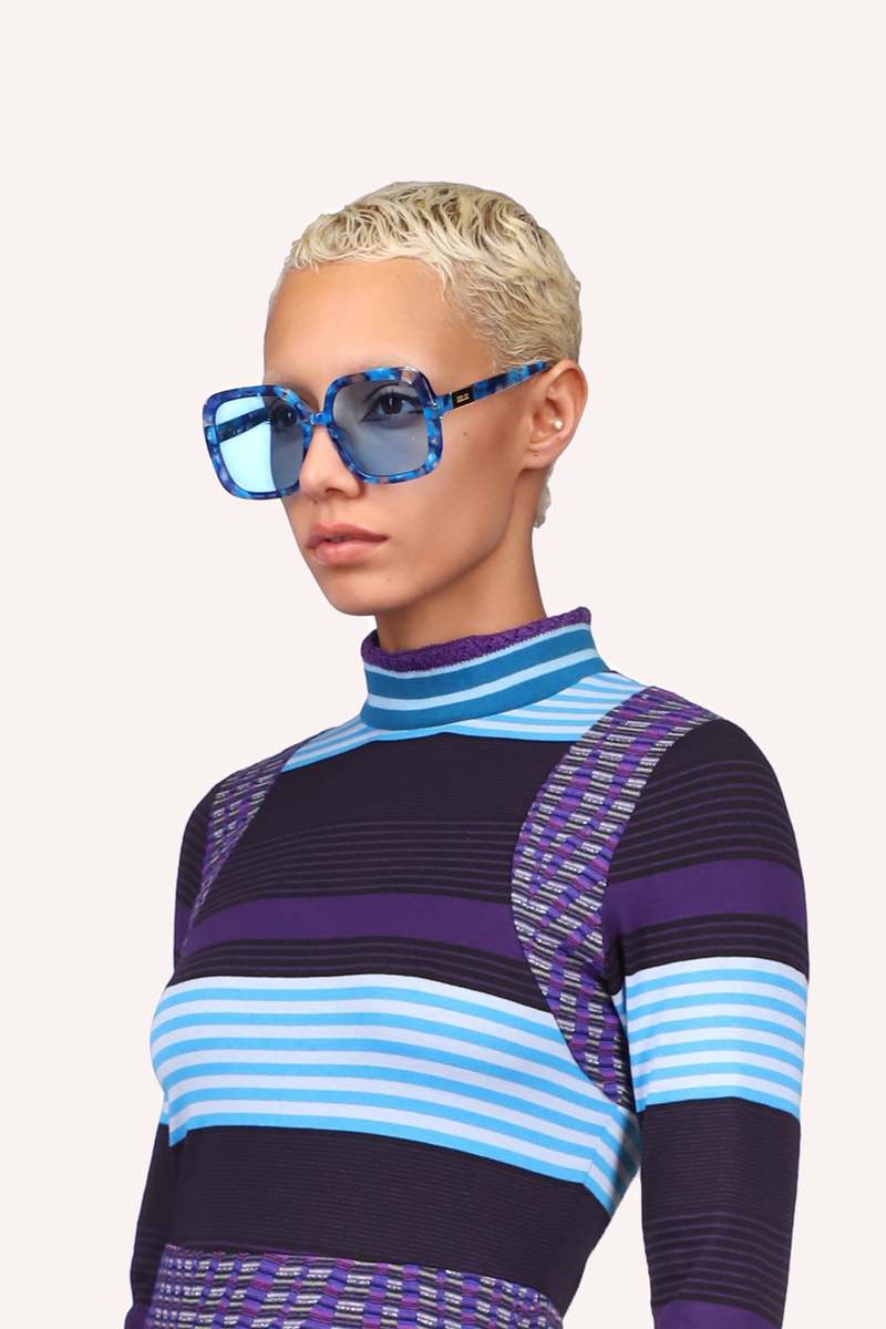 Anna Sui Square Sunglasses - Turquoise Multi | Garmentory display picture 3