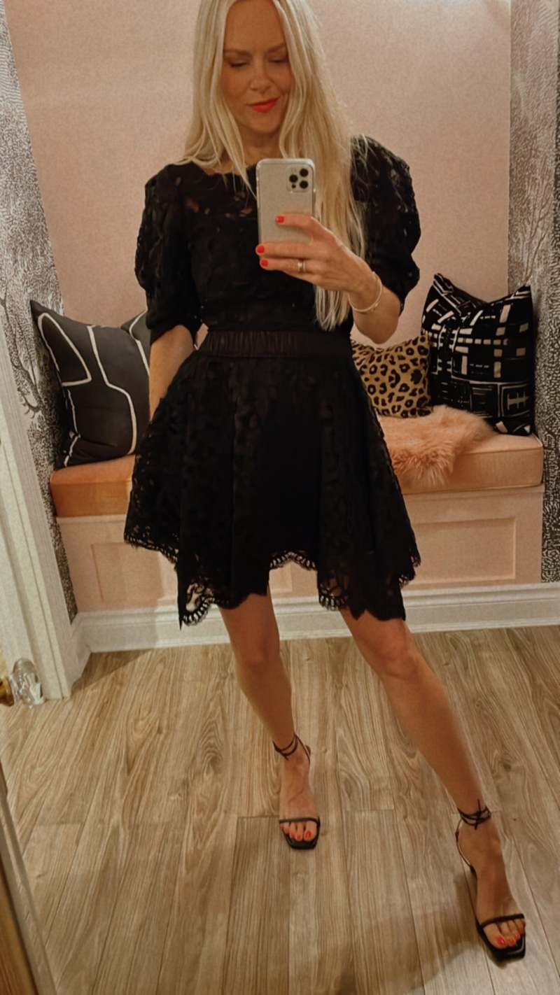 Jonathan Simkhai Beverly Lace Short Sleeve Mini Dress - Black