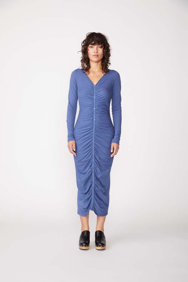 white christmas dresses Amila Denim Cupped Maxi Dress / Indigo Blue | Meshki main image 1