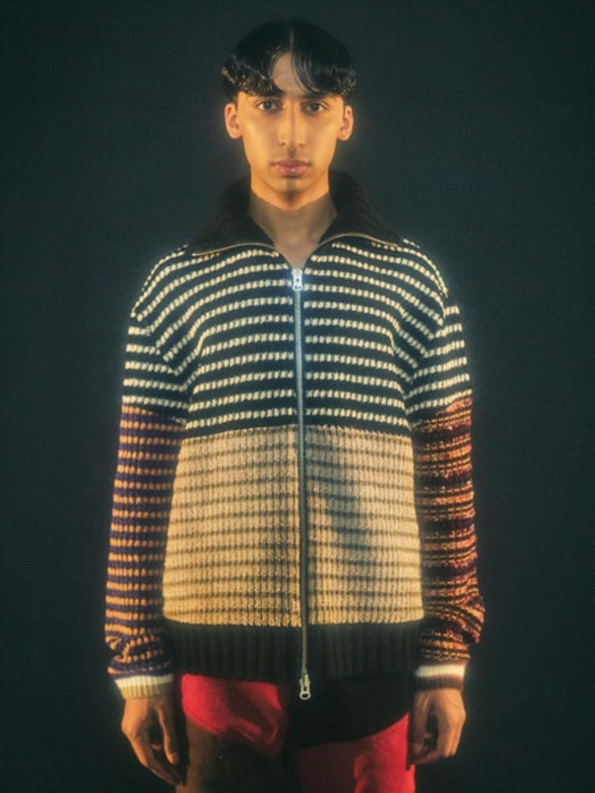 ANDERSSON BELL PATCHWORK ZIP-UP SWEATER