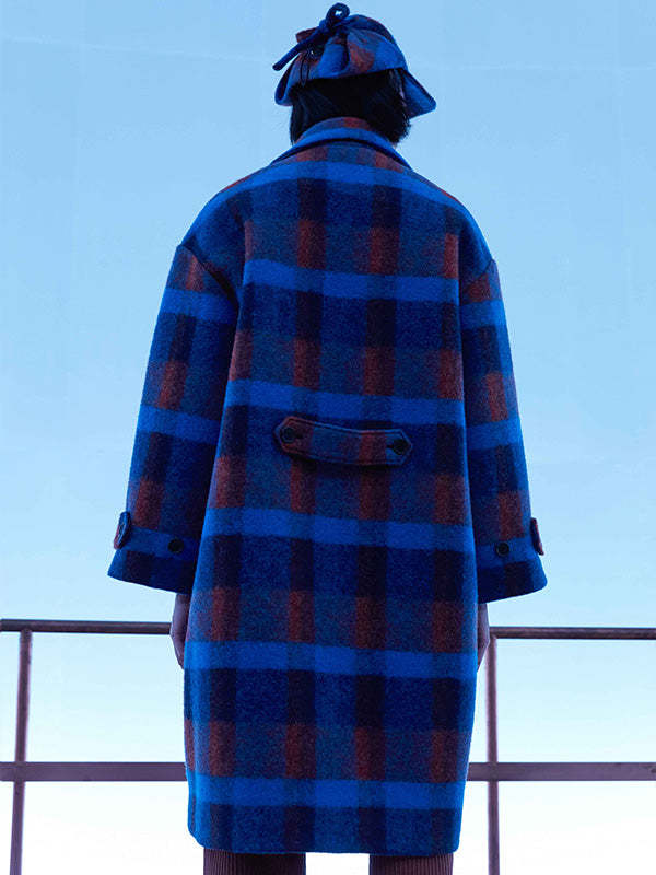HENRIK VIBSKOV 2019AW チェック ウールコート HENRIK VIBSKOV(ヘンリックヴィブスコブ) / blue long plaid jaket