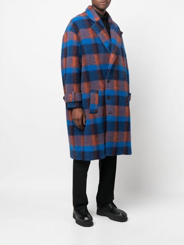 Henrik Vibskov Fisherman Long Coat - Blue/Orange Tiles | Garmentory
