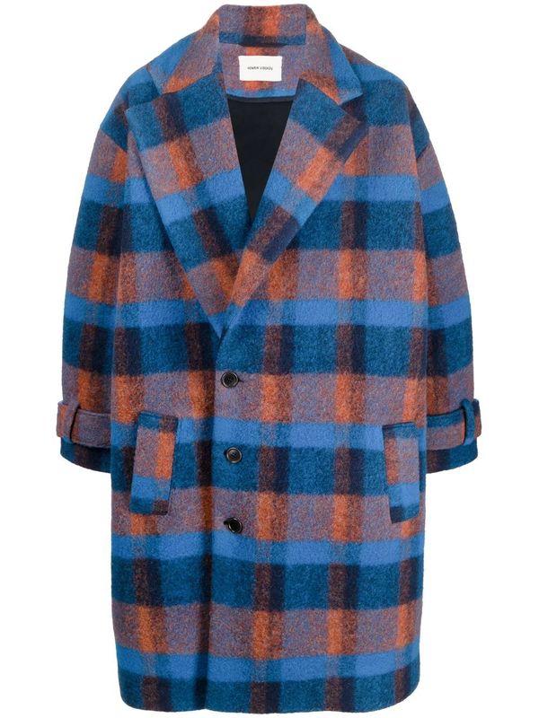 HENRIK VIBSKOV 2019AW チェック ウールコート HENRIK VIBSKOV(ヘンリックヴィブスコブ) / blue long plaid jaket