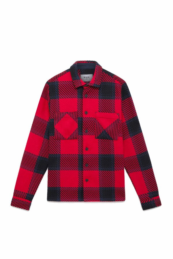 Wax London Whiting Overshirt - Patron Check Red