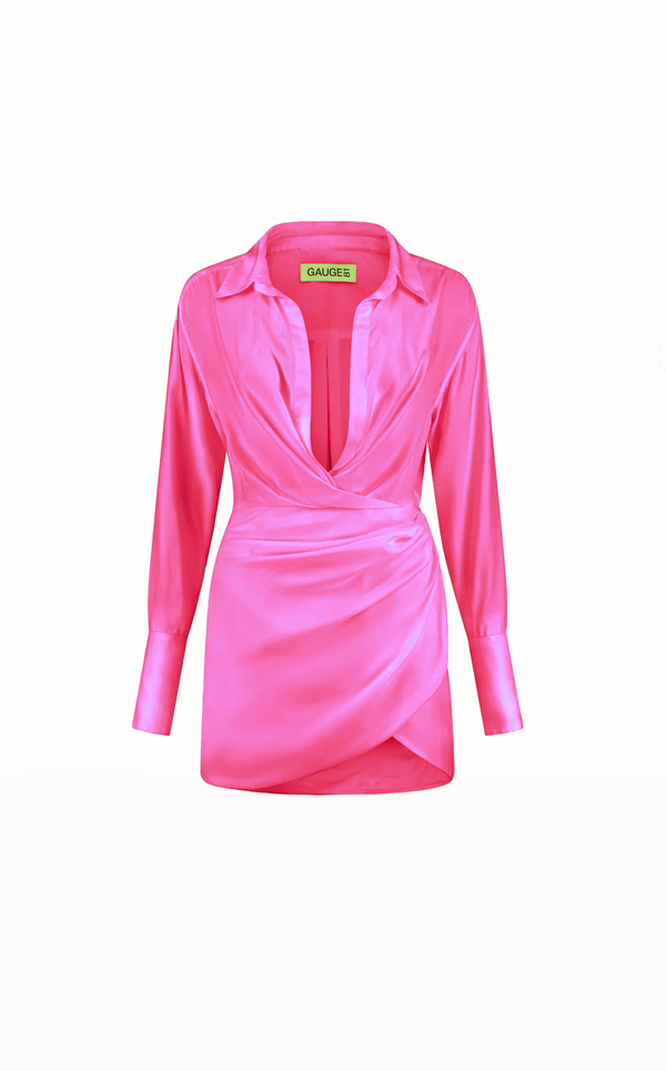 GAUGE81 Naha Silk Short Dress - Hot Pink | Garmentory