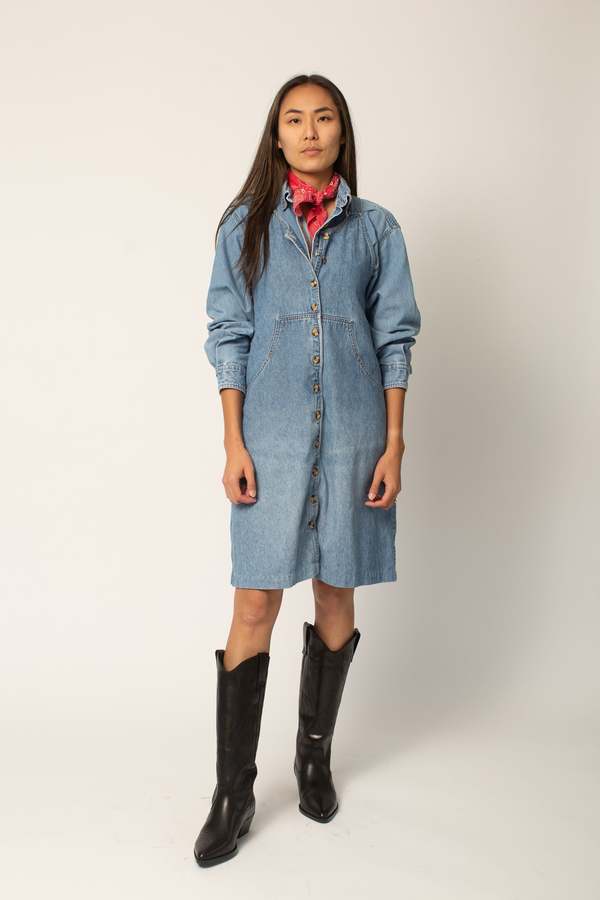 crochet newborn dress Boden Women's Zip Denim Straight Dress in Blue