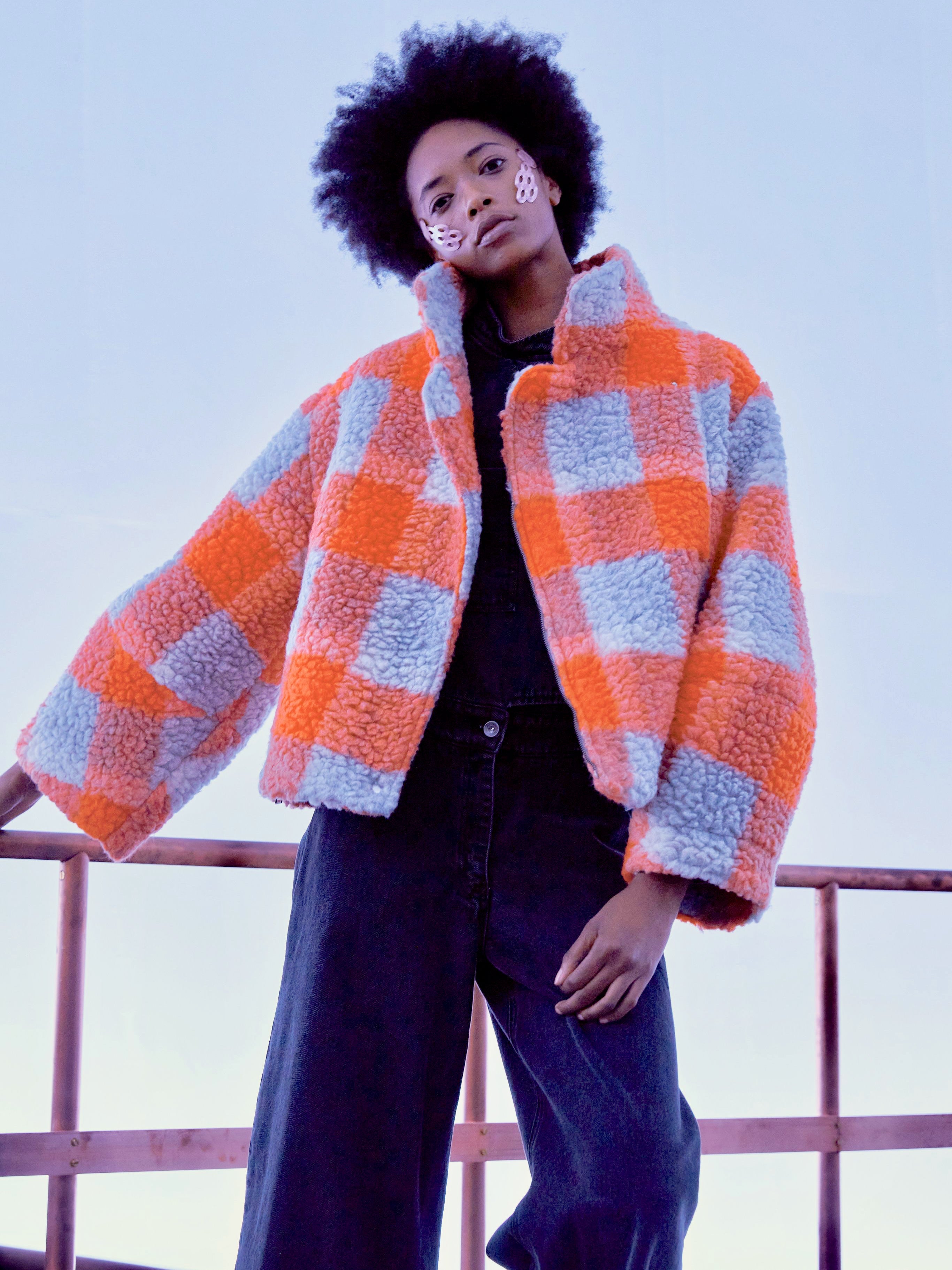 Eve harapeco ブルゾン M Eve HARAPECO Color Suede blouson-23AW--ブルーグリーン×ボルドー