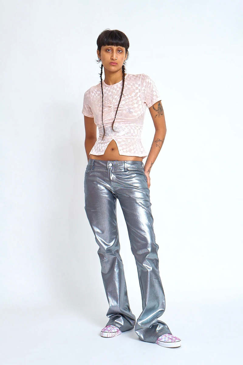 Collina Strada Puddle Flare Pants - Silver