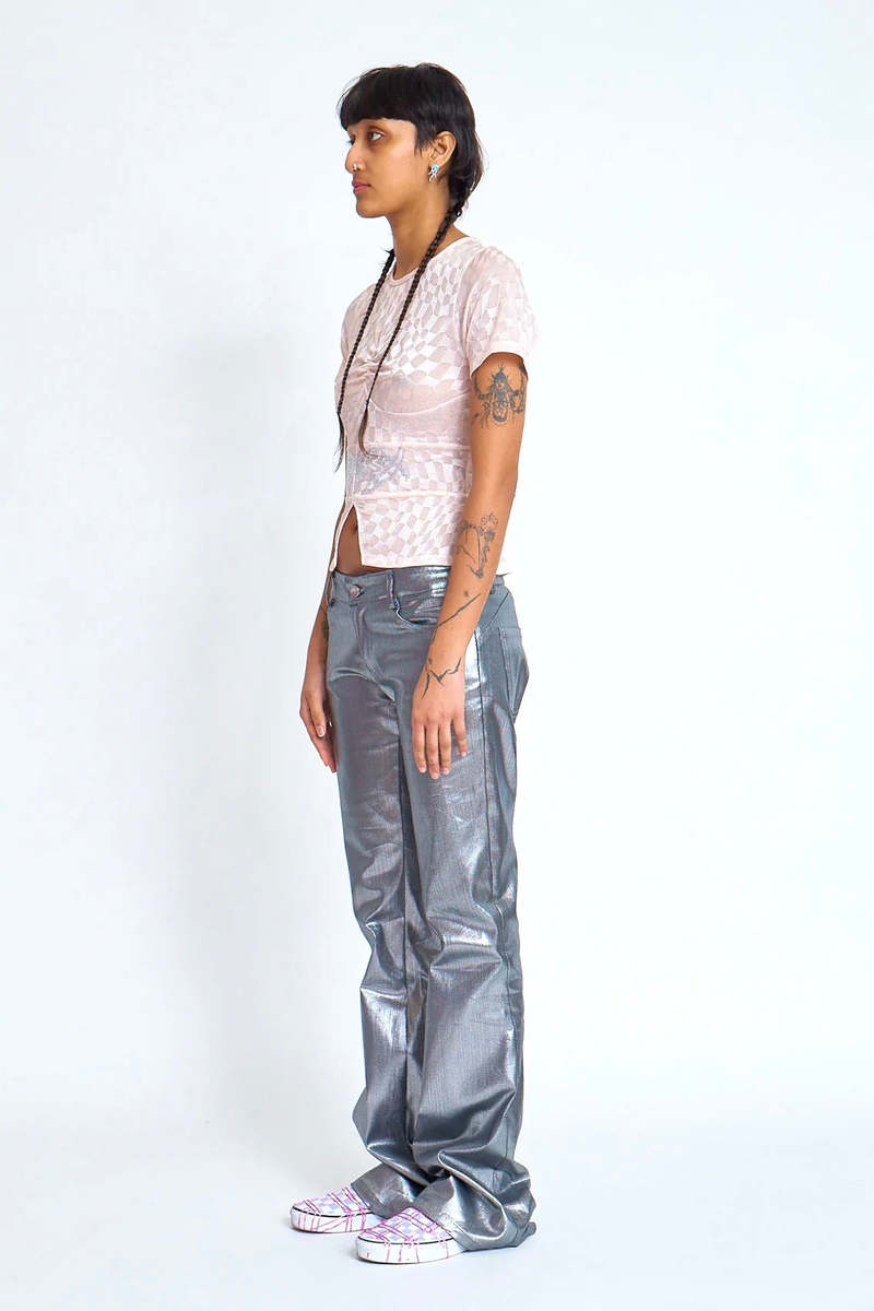 Collina Strada Puddle Flare Pants - Silver