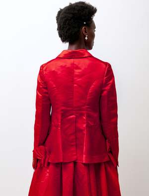 Comme des Garçons Satin Ruffle Jacket - Lipstick Red | Garmentory