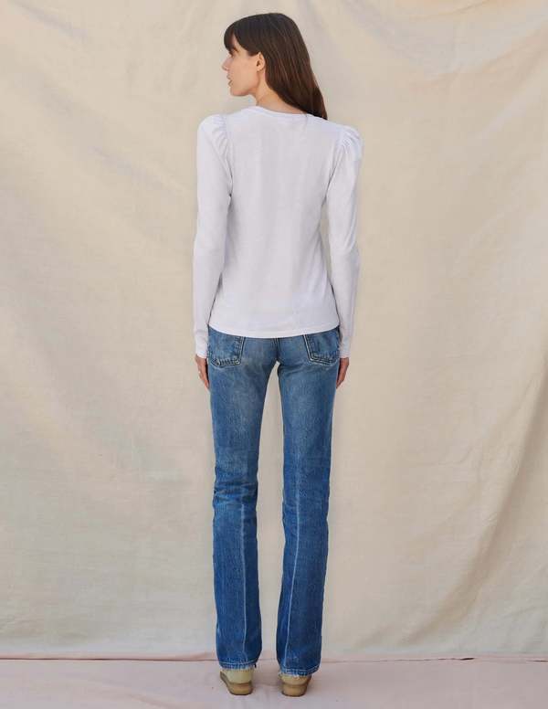 Sundry Puff Shoulder Long Sleeve White Garmentory
