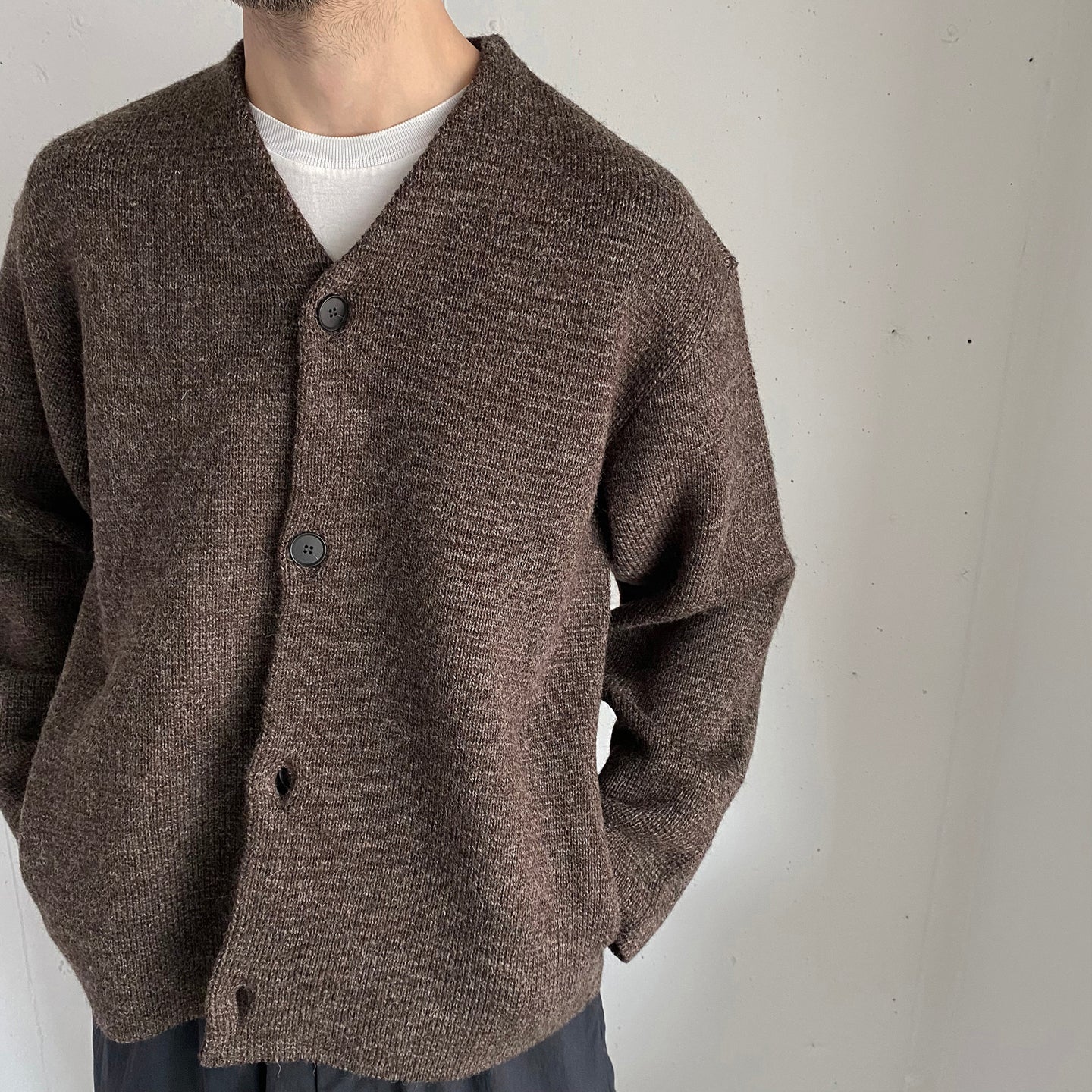 Still By Hand 5G Knitted Cardigan Melange Brown Garmentory still-by-hand-5g-knitted-cardigan-melange-brown-garmentory