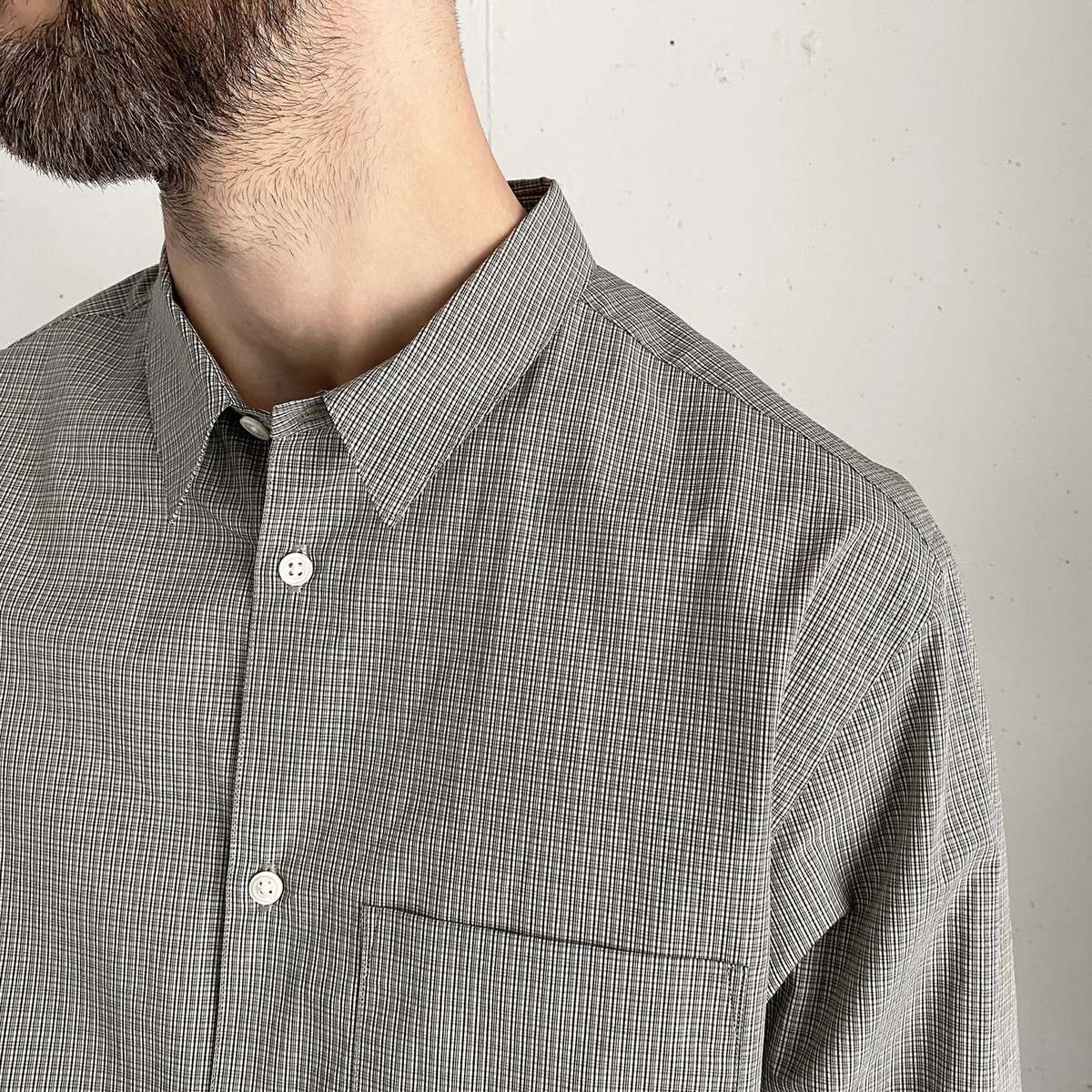 Still By Hand Regular Collar Shirt Grey Check Garmentory