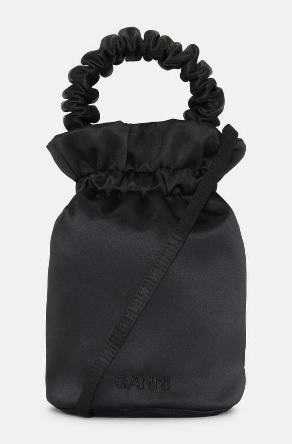 Ganni Ruched Top Handle Bag Black Garmentory