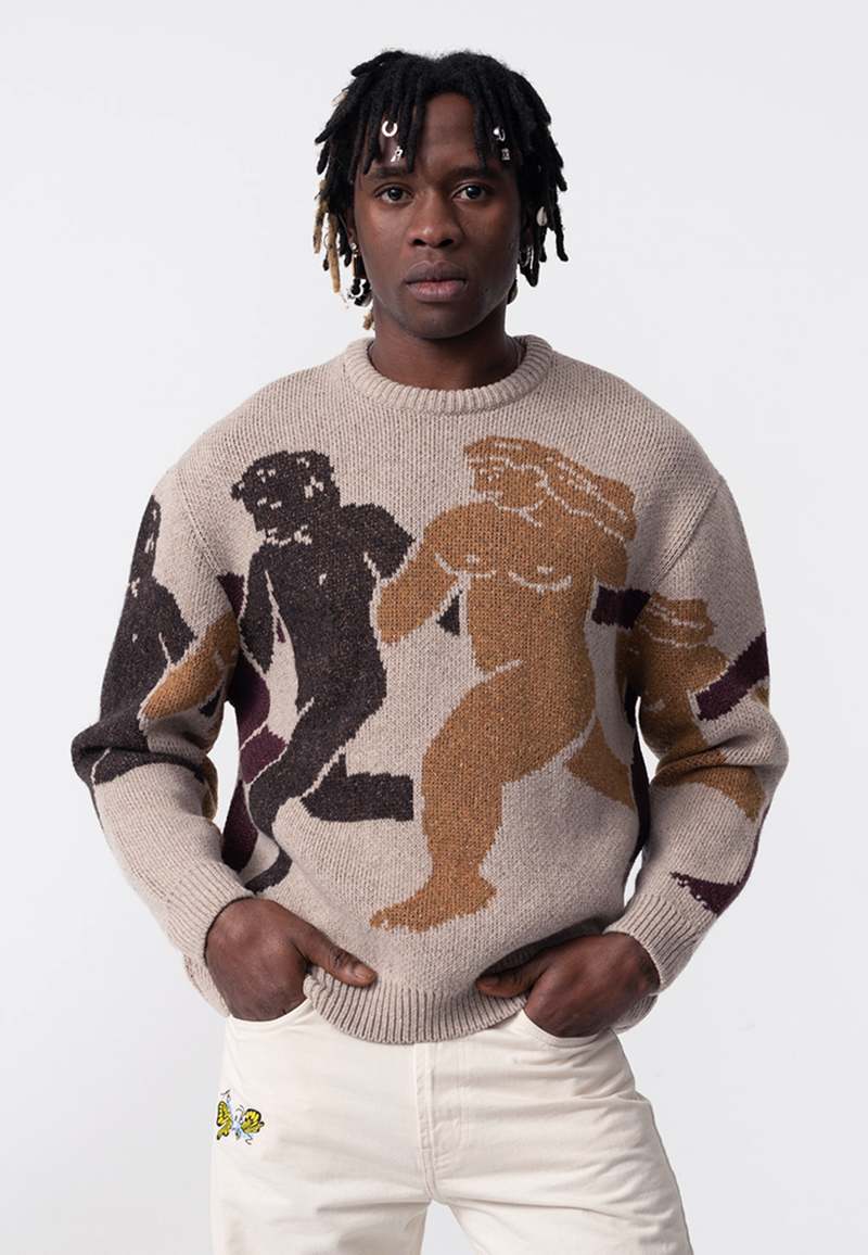 Unisex Carne Bollente In Depends Day Knit Crew Neck - Beige 