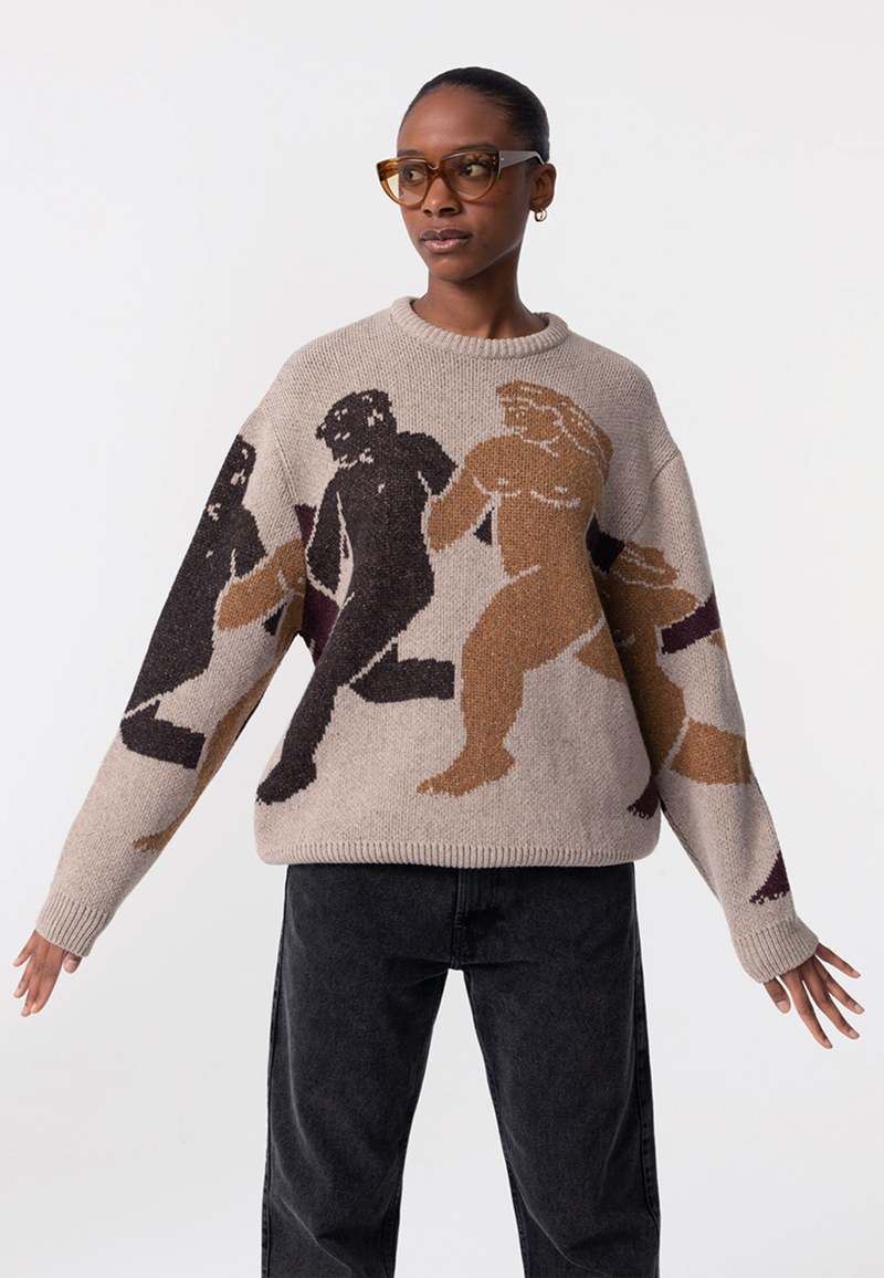 Unisex Carne Bollente In Depends Day Knit Crew Neck - Beige 