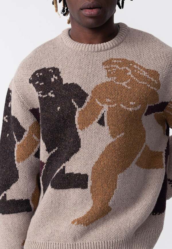 Unisex Carne Bollente In Depends Day Knit Crew Neck - Beige 