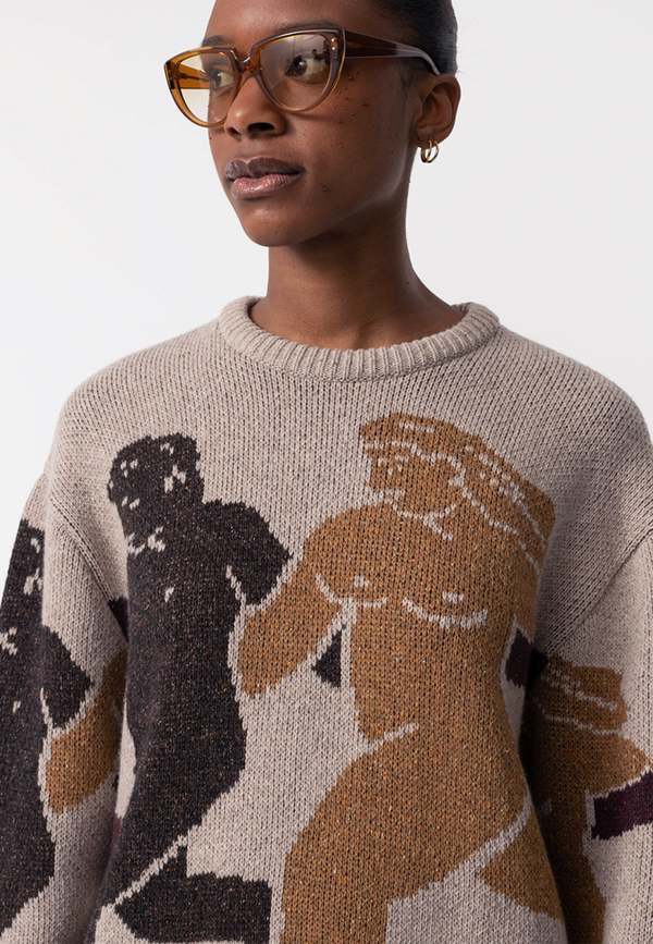 Unisex Carne Bollente In Depends Day Knit Crew Neck - Beige 