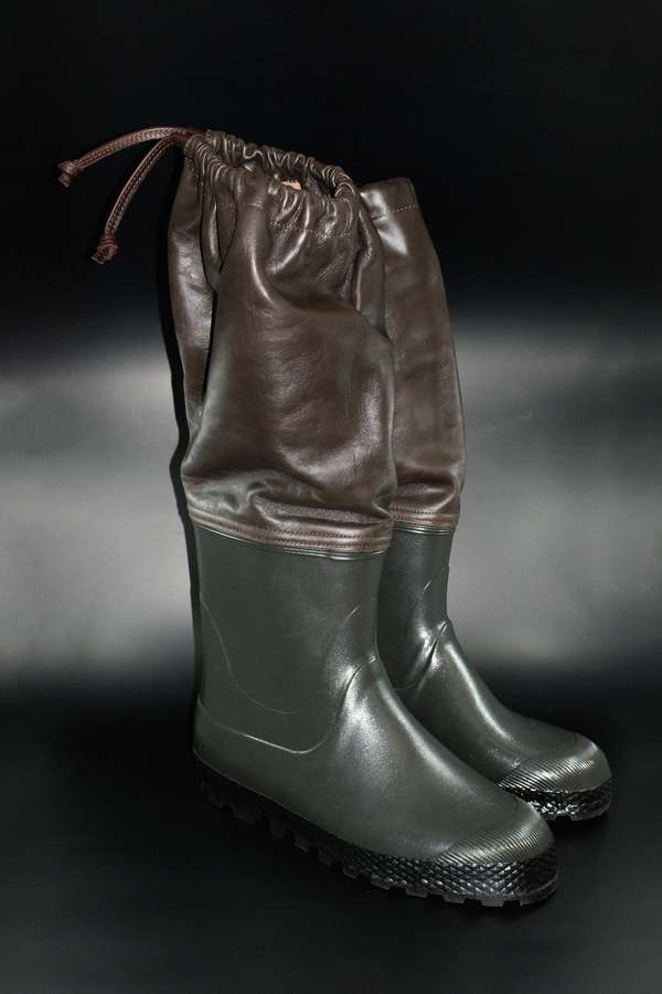 Rier Forest Treebark Rubber And Leather Farmer Rain Boots - Brown