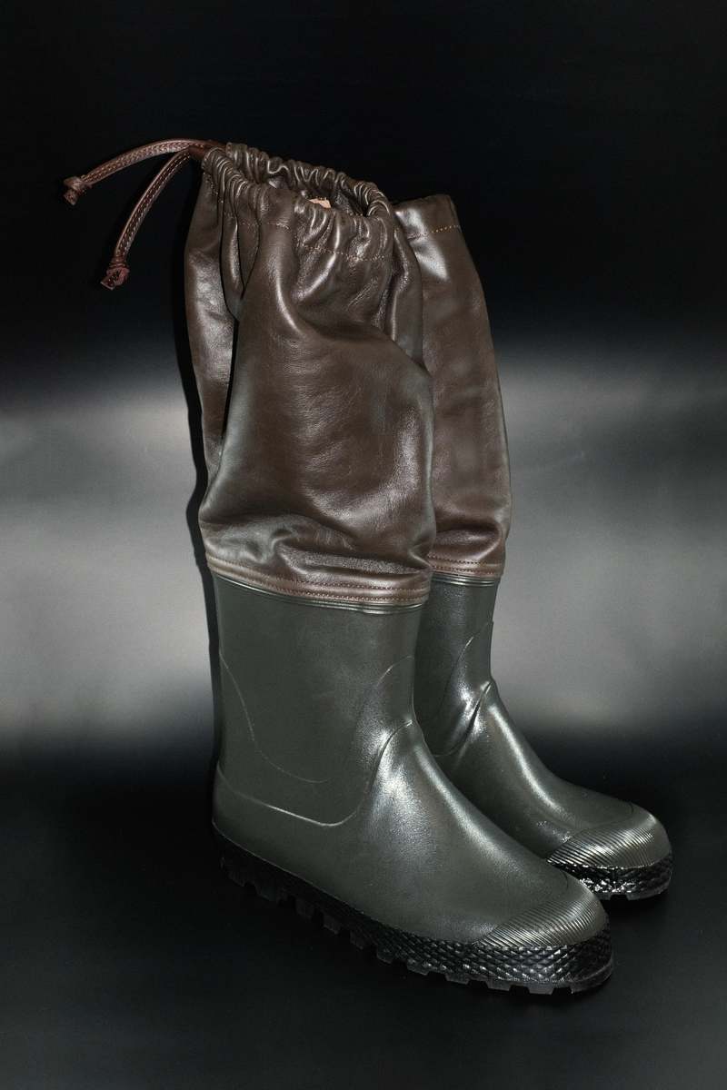 Rier Forest Treebark Rubber And Leather Farmer Rain Boots - Brown