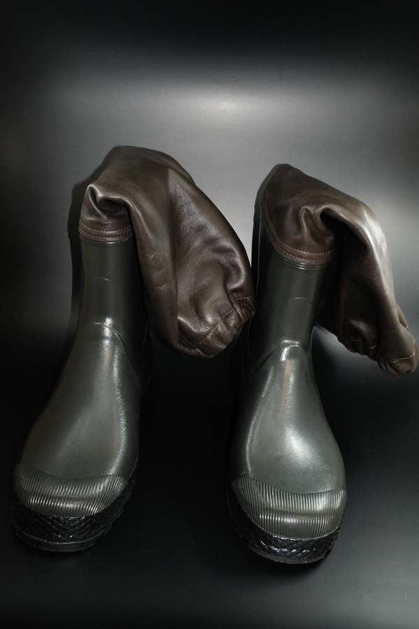 Rier Forest Treebark Rubber And Leather Farmer Rain Boots - Brown