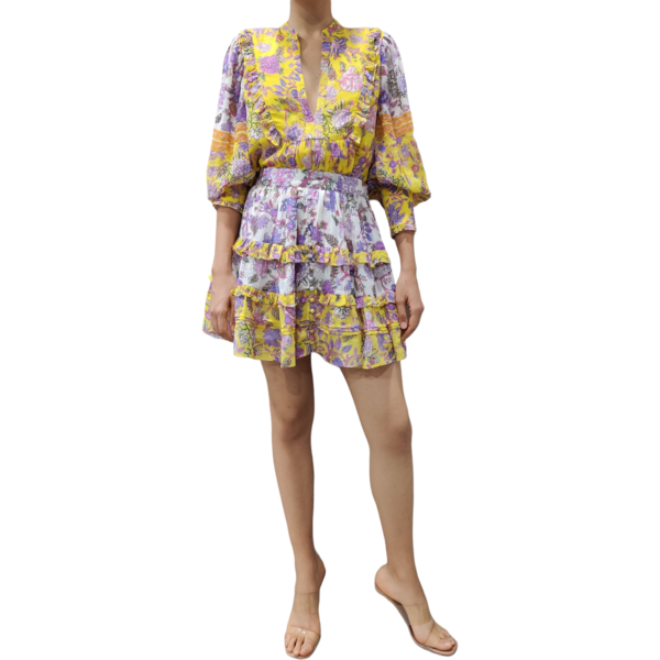 Hemant & NAndita Georgette Short Dress - Canary Yellow