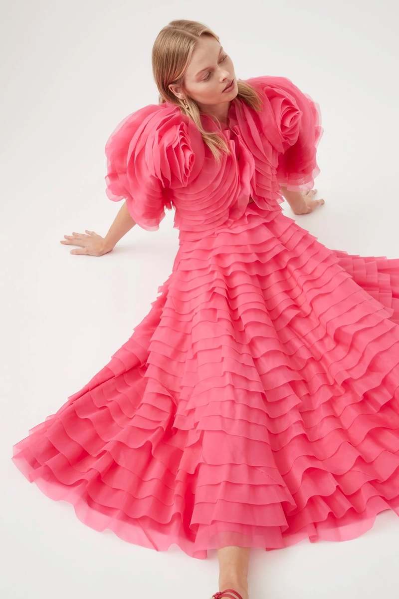 knee length dresses for ladies Aje Size S Amour Ruffle Midi Dress main image 1