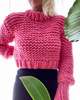 Bozidara Hand Knit Mock Neck Sweater - Barbie Pink - Thumbnail 1