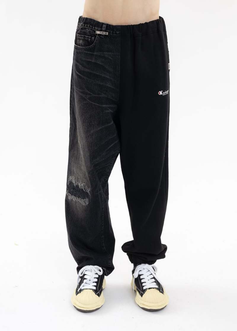 Mihara Yasuhiro Half-Sweat Denim Pants - Black | Garmentory