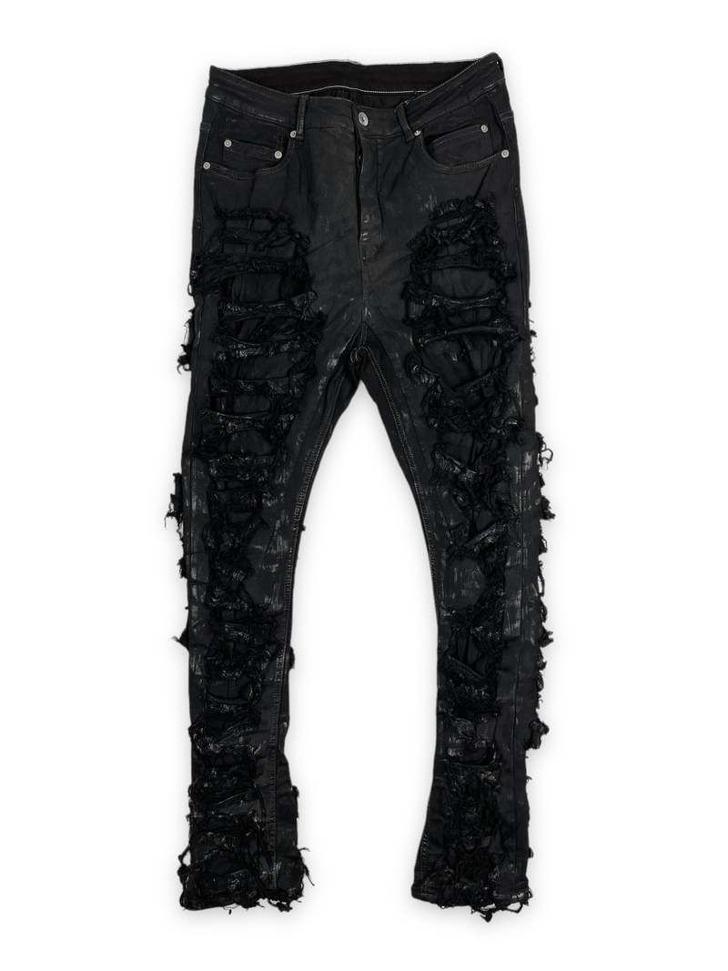 【DISCERNMENT】Destroyed Vintage Black Denim Black jeans with Destroyed details – John Richmond